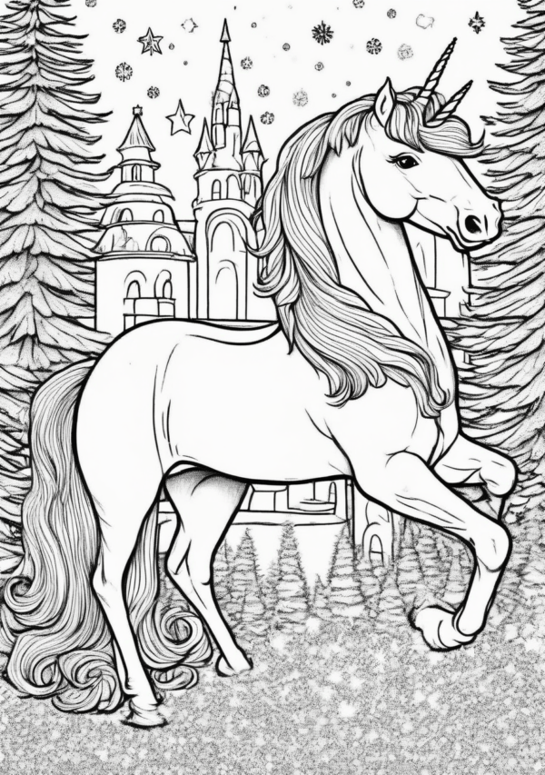 Christmas Unicorn Coloring Book for Relaxation - 11 Pages - Image 4