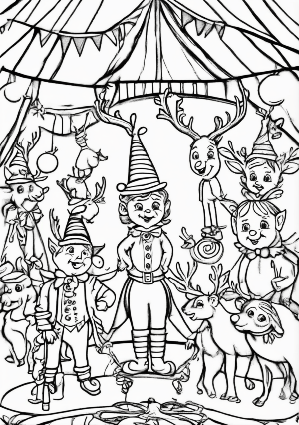 Christmas Coloring Book with Elves and Reindeer - 11 Pages - Image 4