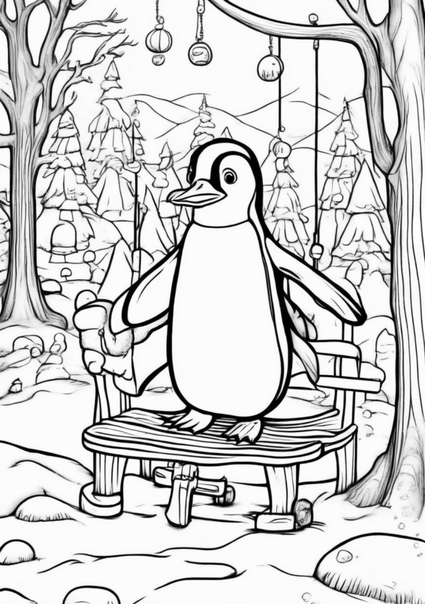 Christmas Penguin Coloring Book Download - 11 Pages - Image 2