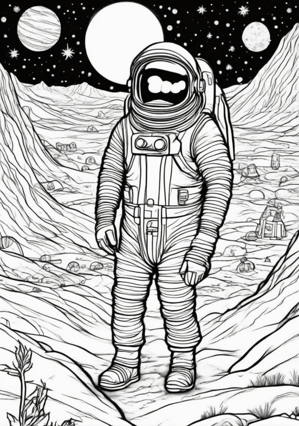 Christmas Coloring Book with Space Theme Designs - 11 Pages - Image 4