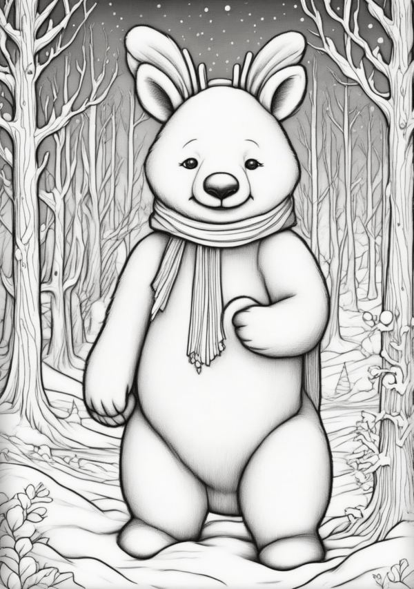 Whimsical Christmas Bear Coloring Set - 11 Pages - Image 3