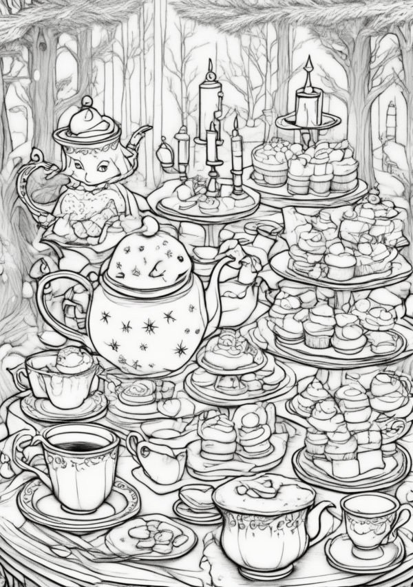 Christmas Tea Party Coloring Book - Digital Download - 11 Pages - Image 4