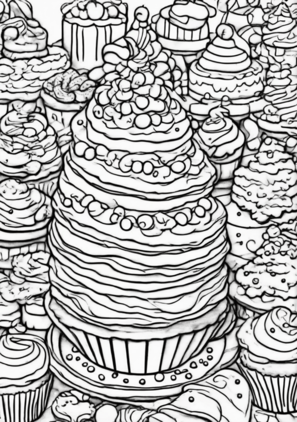 Christmas Coloring Book: Festive Cakes - 11 Pages - Image 4