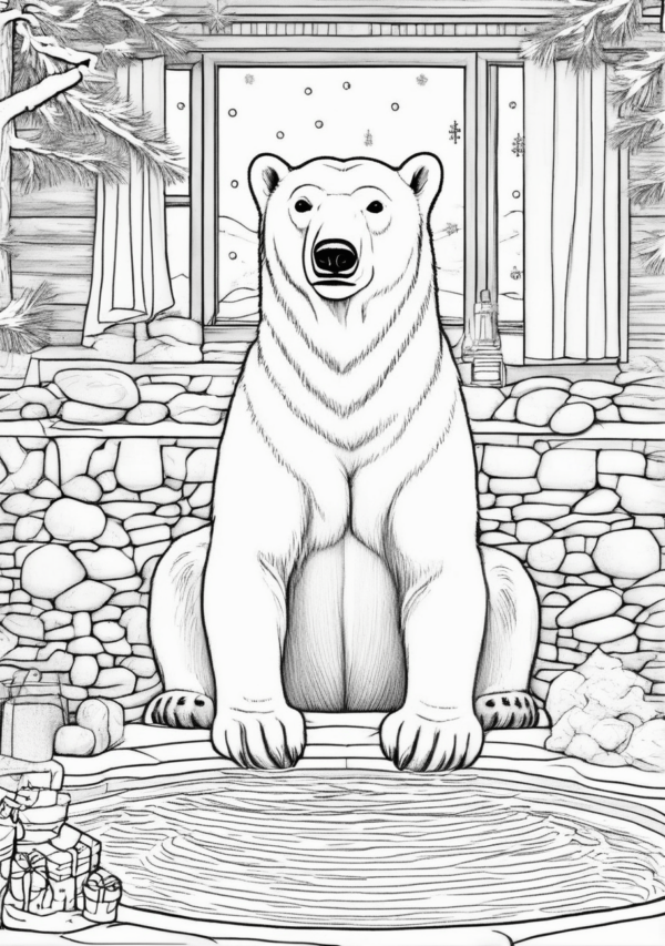 Christmas Polar Bear Coloring Book Digital Download - 11 Pages - Image 4