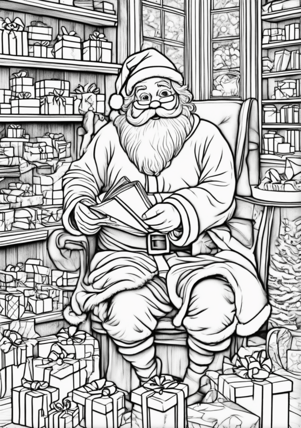 Christmas Coloring Book with Unique Santa Designs - 11 Pages - Image 2