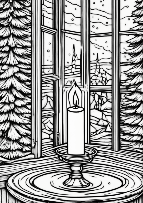 Christmas Window Candle Coloring Pages - 11 Pages - Image 3