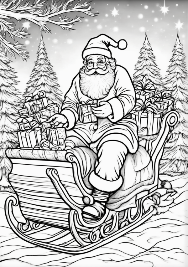 Unique Santa Sleigh Designs Coloring Book - 11 Pages - Image 4