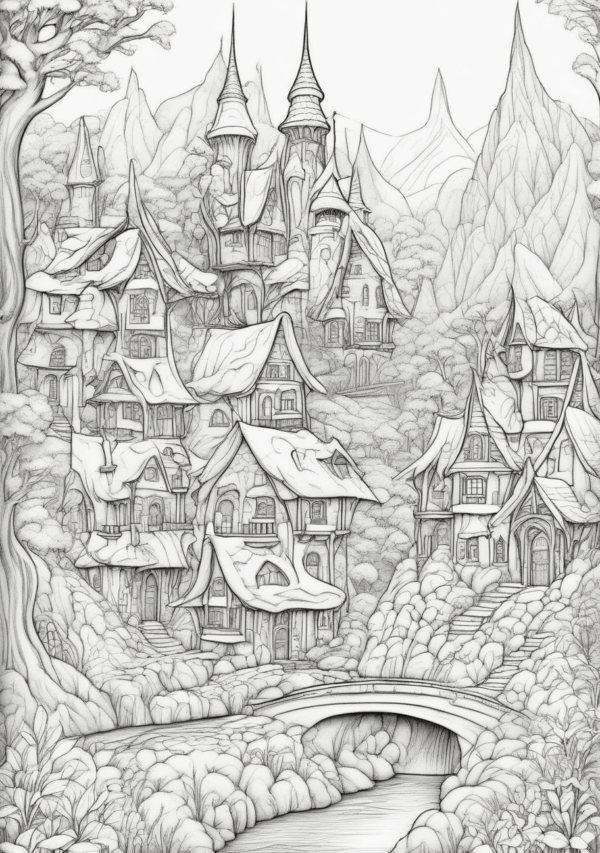 Christmas Village Coloring Book - Digital Download - 11 Pages - Image 4