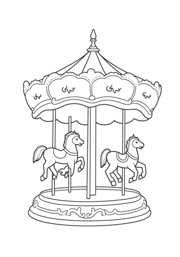 Halloween Carousel Coloring Book - 10 Pages - Image 4