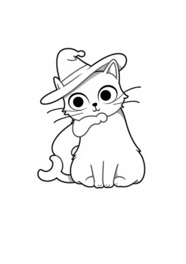 Charming Halloween Cat Coloring Book - Digital Download - 10 Pages - Image 4