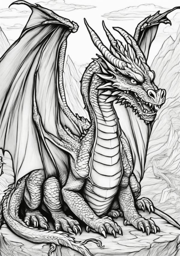 Christmas Dragon Coloring Book Digital Download - 11 Pages - Image 3