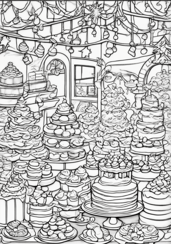 Christmas Bakery Coloring Book - 11 Pages - Image 3