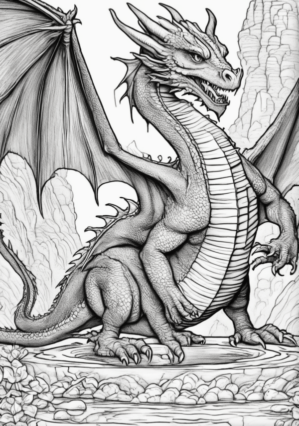 Christmas Dragon Coloring Book Digital Download - 11 Pages - Image 4