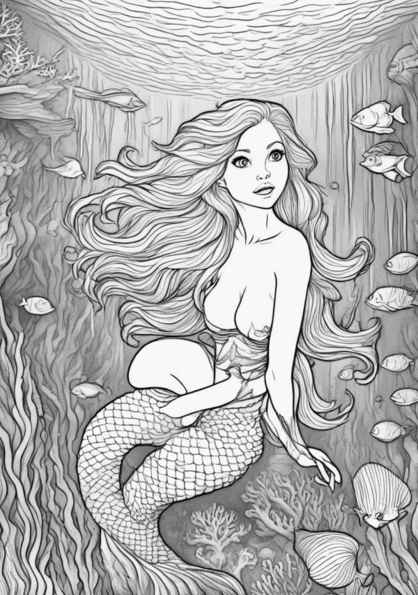 Exquisite Christmas Mermaid Coloring Book - Digital Download - 11 Pages - Image 3