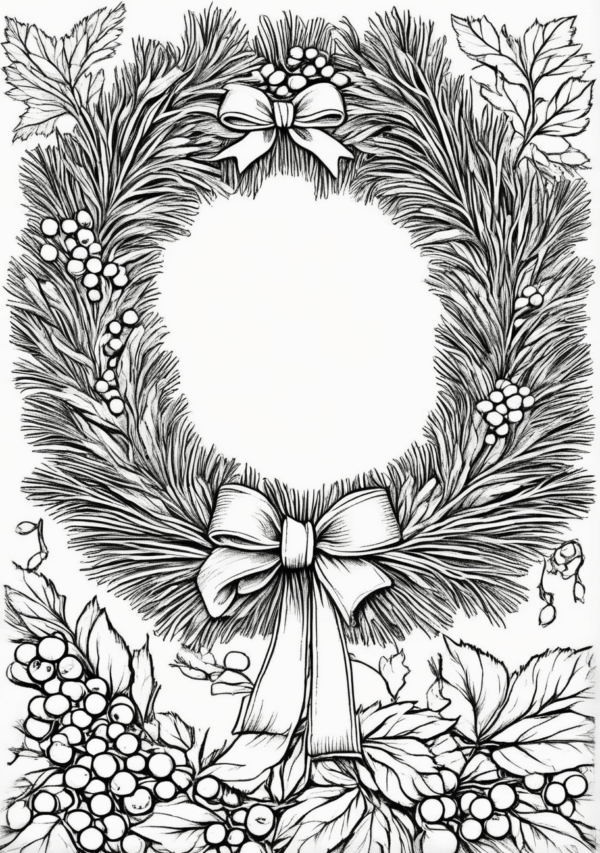 Christmas Wreath Coloring Pages Digital Download - 11 Pages - Image 4