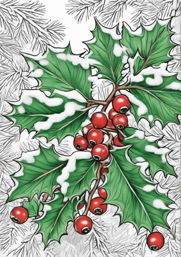 Christmas Coloring Book with Botanical Holiday Designs - 11 Pages - Image 4