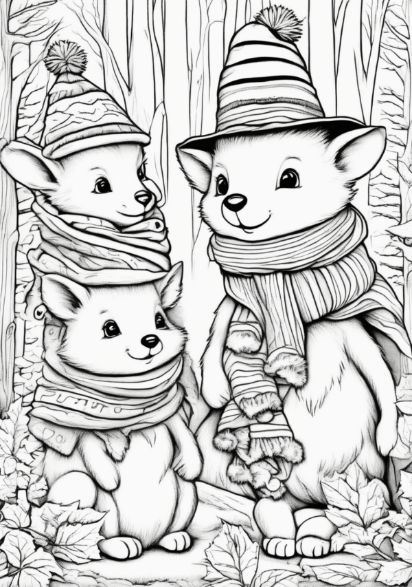 Charming Christmas Animal Coloring Book - 11 Pages - Image 3