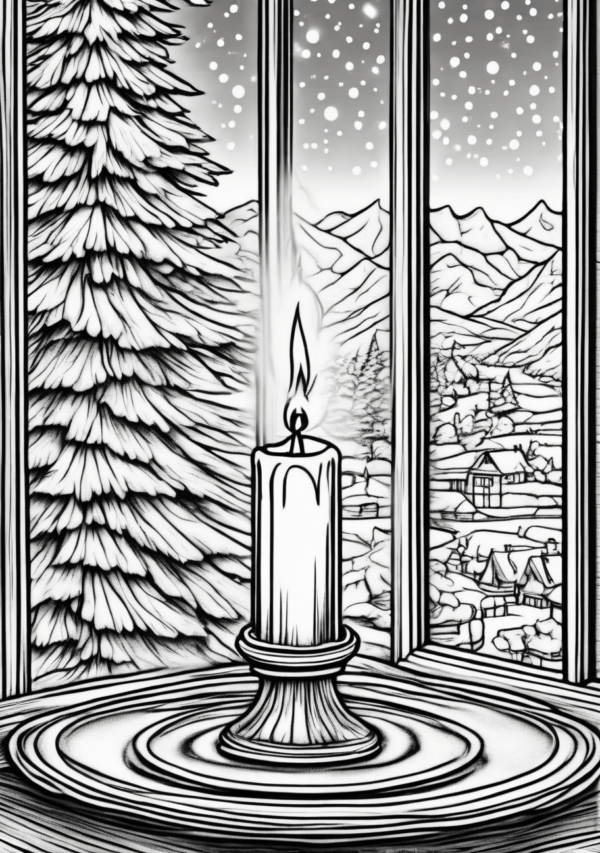 Christmas Window Candle Coloring Pages - 11 Pages - Image 4