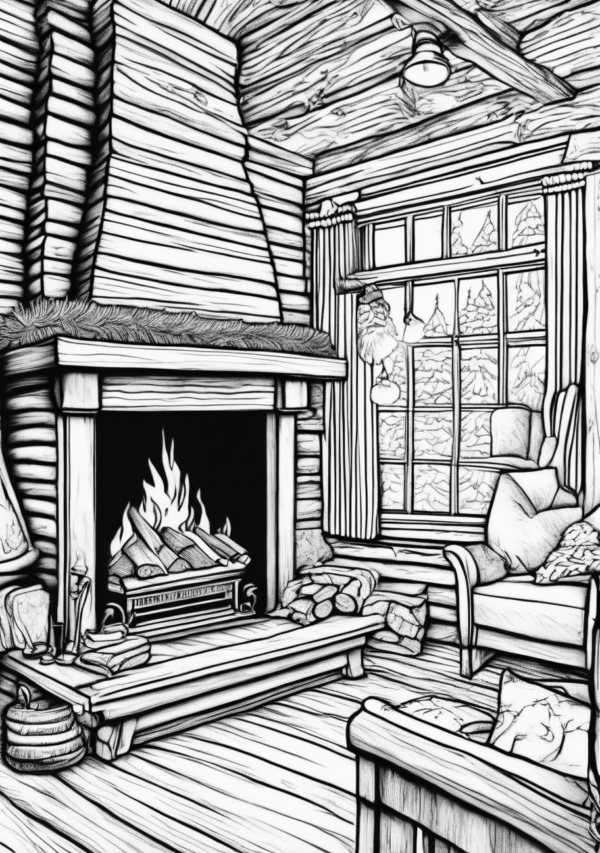 Cozy Christmas Scenes Coloring Book - 11 Pages - Image 4