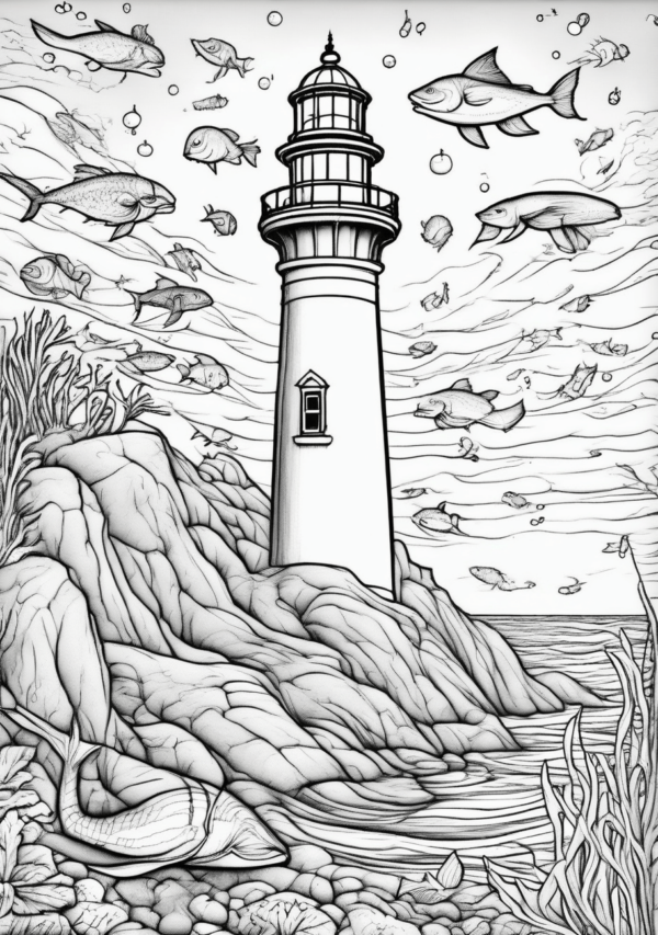 Enchanting Christmas Coloring Book with Lighthouse Scenes - 11 Pages - Image 4