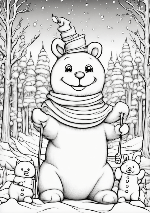 Whimsical Christmas Bear Coloring Set - 11 Pages - Image 4