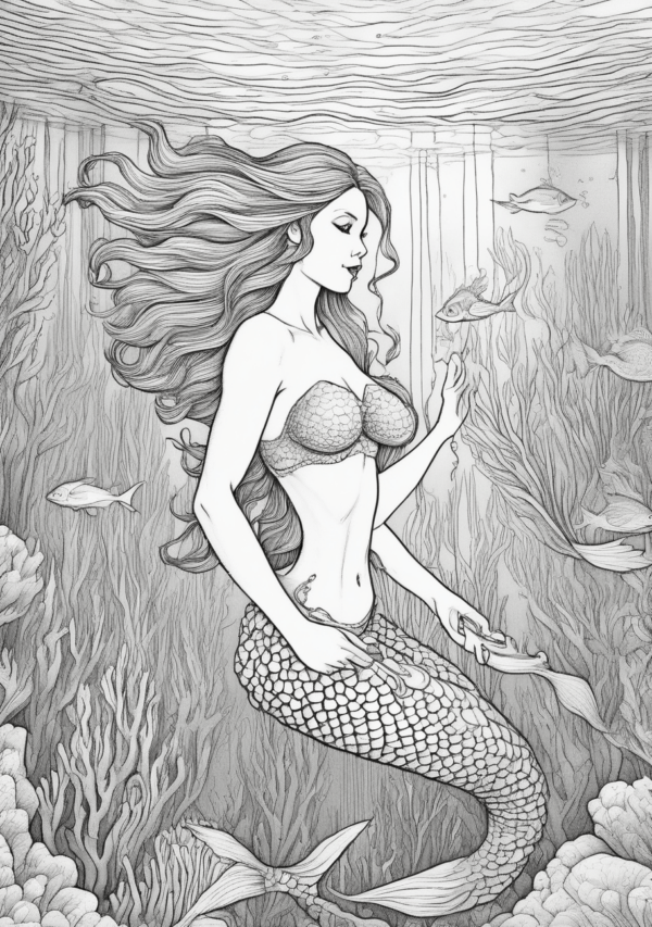 Exquisite Christmas Mermaid Coloring Book - Digital Download - 11 Pages - Image 4