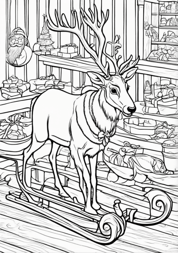 Christmas Reindeer Coloring Book: Intricate Festive Designs - 11 Pages - Image 4