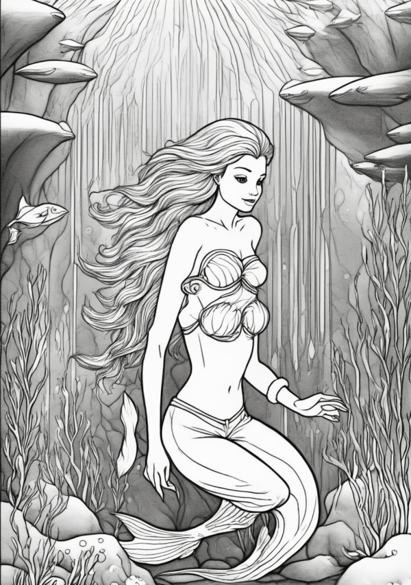 Christmas Mermaid Coloring Book: Enchanting Underwater Castles - 11 Pages - Image 4