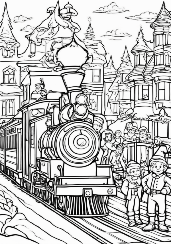 Christmas Train Adventures Coloring Book - 11 Pages - Image 3