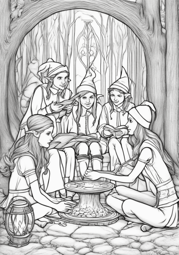 Christmas Coloring Book: Enchanting Elves & Cozy Scenes - 11 Pages - Image 3