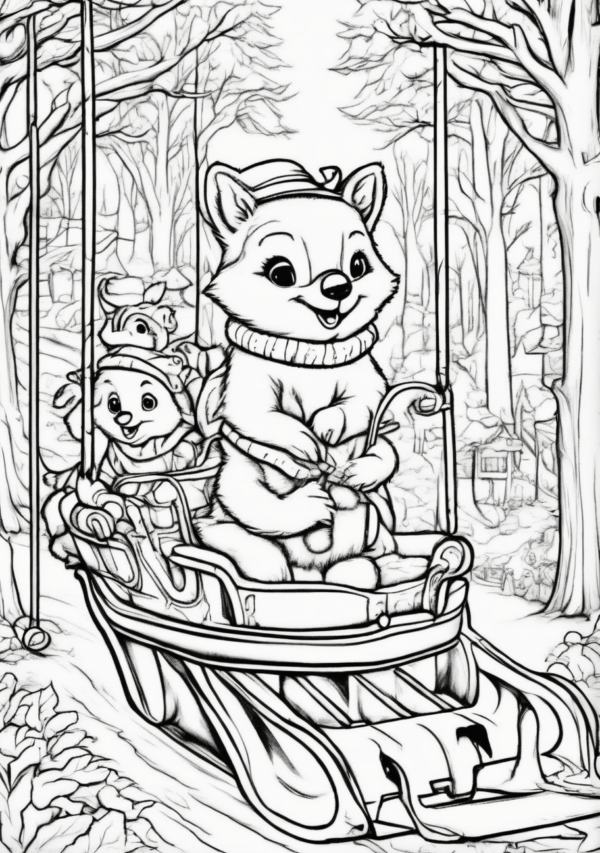 Christmas Animal Friends Coloring Book - 11 Pages - Image 4