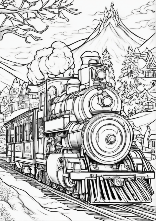 Christmas Train Adventures Coloring Book - 11 Pages - Image 4