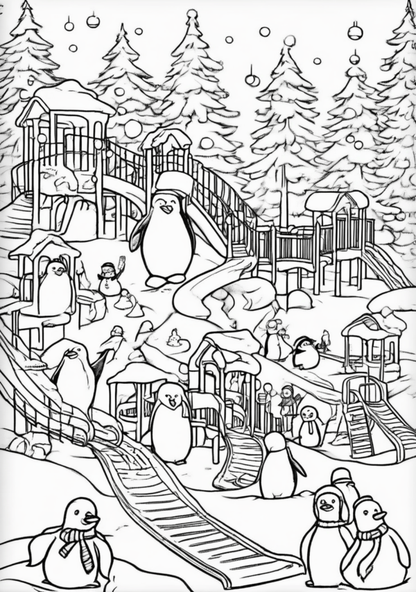 Christmas Penguin Coloring Book Download - 11 Pages - Image 3