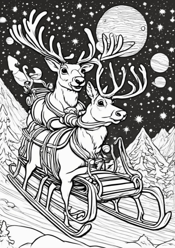 Christmas Reindeer Coloring Book - Digital Download - 11 Pages - Image 4