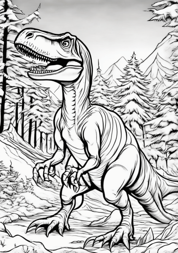 Festive Dinosaur Christmas Coloring Book - 11 Pages - Image 4