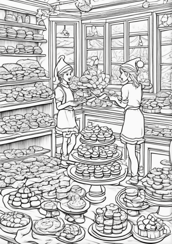 Christmas Bakery Coloring Book - 11 Pages - Image 4